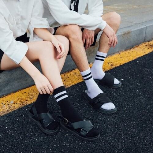 5 Pair New Men/Women Stripes Cotton Socks Retro Old School Hiphop Skate Long Short Meias Harajuku White Black Winter Cool