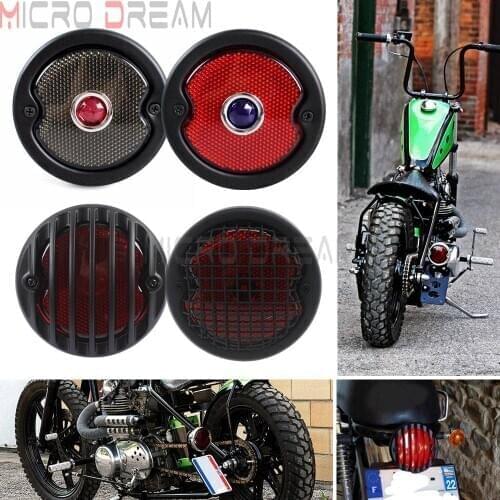 For Harley Bobber Chopper Street Bob Motorcycle Black Grill Retro Brake Tail Light Red Lens Custom Rear Lamp Licence Plate Light