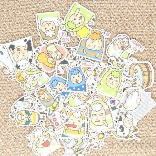 40 pcs cute animals Sheep star homemade stickers, childrens DIY toys. Suit bag. DIY crafts scrapbook