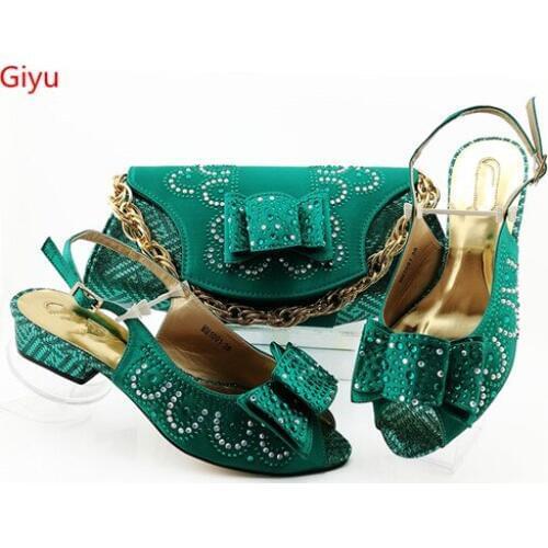 Doershow Newest African Women Matching Italian Design Shoe and Bag Set for Wedding Italian Shoes with Matching Bag Italy!HBZ1-8