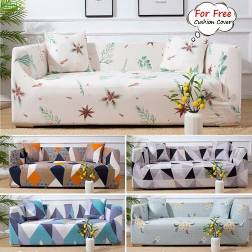 3 Seaters Chic Leaves Printing Elastic Sofa Slipcover Stretch Sofa Covers for Living Room Sofa Chair Couch Cover Home Decor