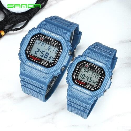New Couple Lovers Electronic Watches Square Digital Led Clock Alarm Military Waterproof Sports Women Men Sanda 339 Wrist Watch