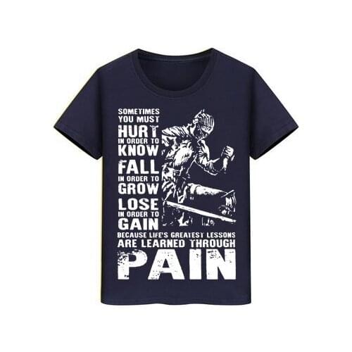 Boy Girl tshirt Teenagers Blouse clothes Children Tee Dark souls Lessons are learned through pain Tshirts kid Skateboard T-Shirt