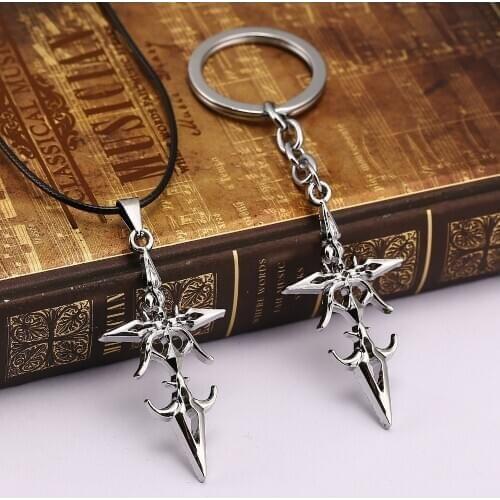 Hot sale FATE Stay Night Saber Leather Metal Necklace Cross Neckless Neclace For Men Collares Largos De Marca Pirate