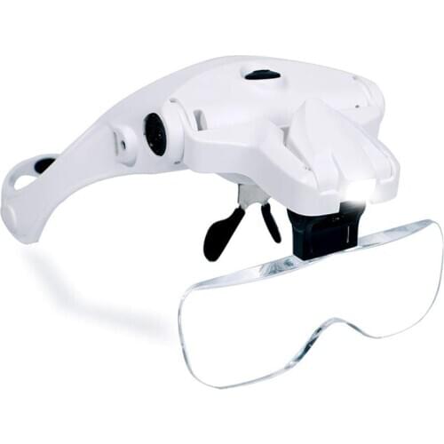 Hands Free Headband nifying Glass, Usb Charging Head nifier With Led Light Jewelry Craft Watch Hobby 5 Lenses 1.0X 1.5X 2