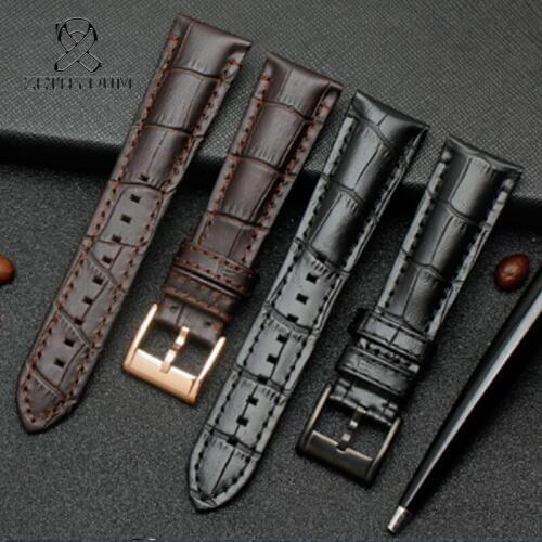 Quality Brand Genuine Cow Leather watchbands Polished Metal Leather male AR1862 1861 1916 1892 1893 pin buckle watch chain 22mm