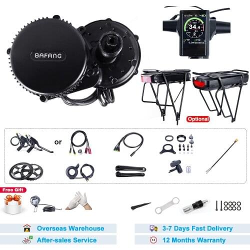 48V250W Bafang BBS01B Mid Drive Motor Electric Bicycle Conversion Kit With 15Ah 17.5Ah Rear Rack Battery 8fun BBS01 Ebike Engine