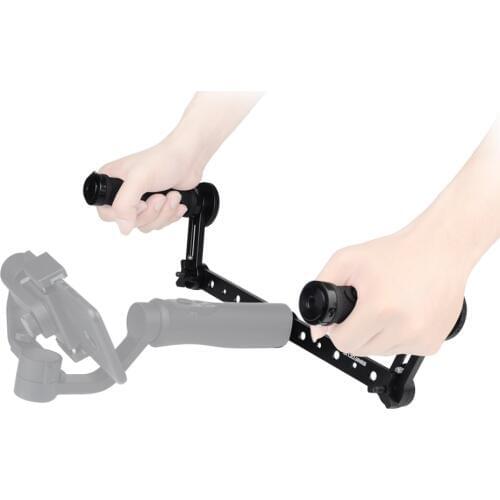 Stabilizer Dual Handheld Grip Bracket Kit Gimbal Handle 1/4 Inch Screw Mounts Extended Handle for DSLR Camera Mic Video light