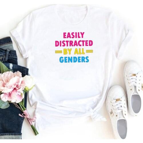 Easily Distracted T-shirt Femme Cotton Printing Camiseta Mujer Fashion Harajuku Women T Shirt Streetwear Tshirt Women Tops