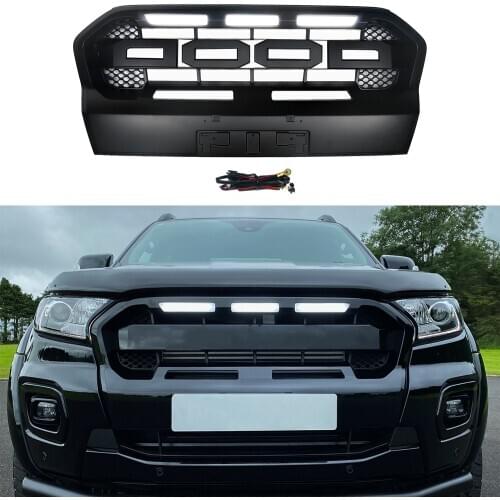 Auto Grille For Ranger T8 PX MKIII MK3 WILDTRAK Pickup Trucks 2018 2019 2020 Front Bumper Mesh Racing Grills Grille For Trims