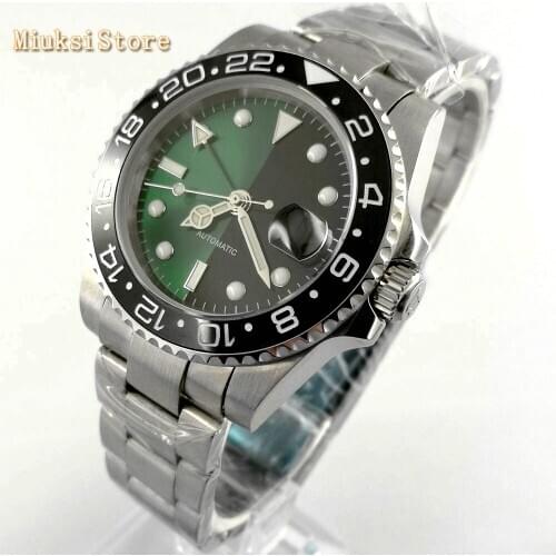 Bliger new 40mm sapphire glass sterile dial GMT date window ceramic bezel luminous automatic mens top mechanical watch