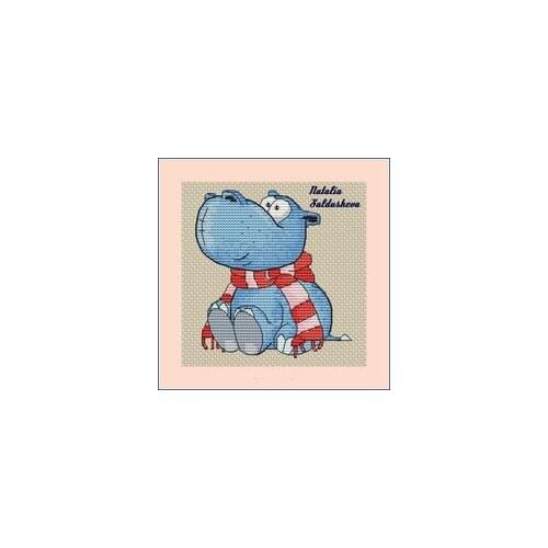 A little hippo wearing a scarf MM190713 cross stitch 11CT 18ct 14ct cotton thread embroidery DIY handmade needlework