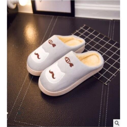New winter cotton trailer wholesale home couple warm non-slip cotton slippers male cute cartoon thick cotton shoes