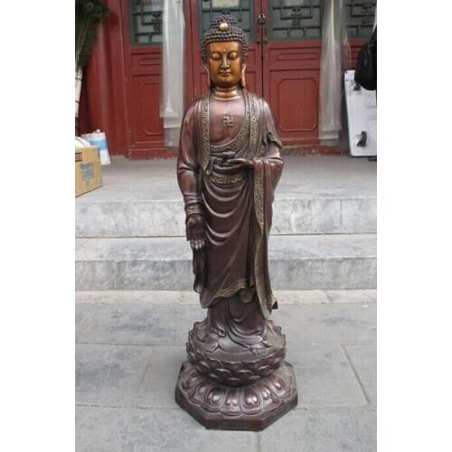 Wholesale factory 31 Tibet Tibetan Buddhism Pure Bronze Lotus stand Rulai Sakyamuni Buddha Statue