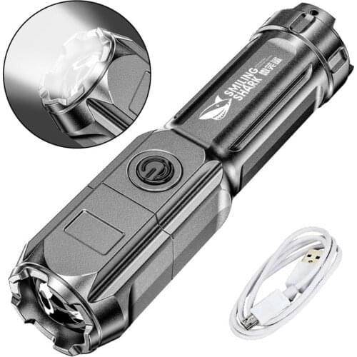 USB Rechargeable Flashlight Strong Light Zoom Highlight Tactical Flashlight Torches Outdoor Portable Lighting LED Night Light