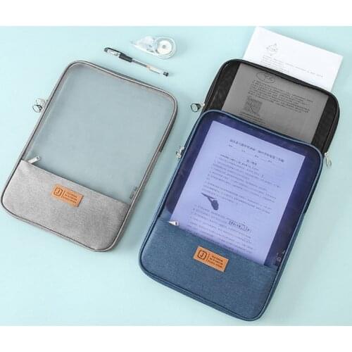 Portable Transparent A4 Documents Bags Double Layer School Students Book Test Paper Storage Pouchs Stationery Zipper Organizer