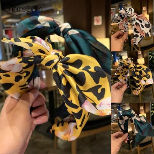 Womens Headband Twist Hairband Leopard Print Bow Knot Cross Tie Velvet Headwrap Hair Bands Headwear Headdress Accessories