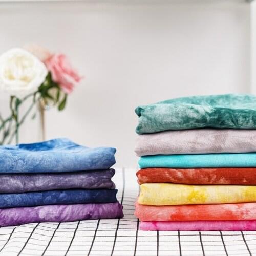 Multicolor Cotton Tie Dyed Fabric Manual DIY Sewing Material for Dress T-shirt Short Sleeve Tablecloth Clothing Fabric Decor
