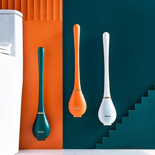 TPR Silicone Brush Head Toilet Brush Wall-Mounted Automatic Opening And Closing Bathroom Cleaning Brush Set No Dead Corner Wash