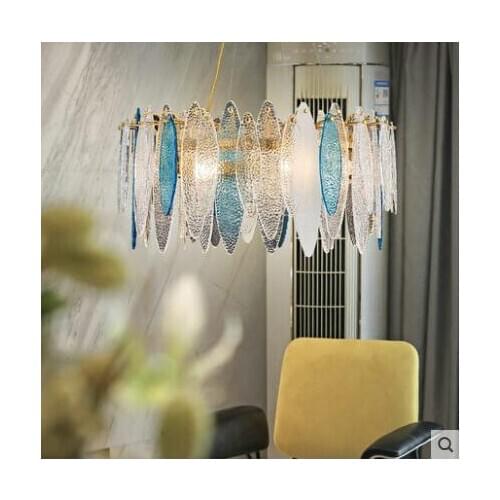 Post-modern minimalist living room glass chandelier luxury bedroom restaurant art designer model room decorative lights