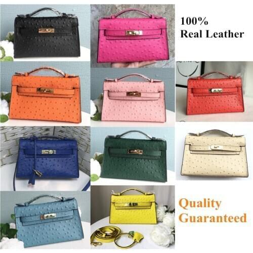 Luxury Designer Women Messenger Handbag Real Leather ostrich Pattern Crossbody Handbag Purse New Shoulder Bag Clutch Tote 2021