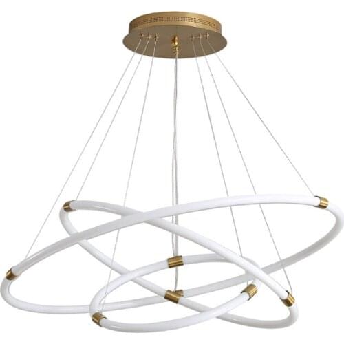 LED Postmodern Gold Silver White Lucky Ring Suspension Luminaire Lampen Pendant Lamp Pendant Light For Foyer Dinning Room