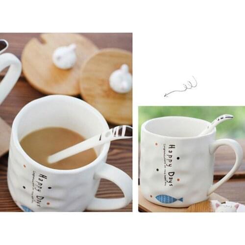 Creative Color Cat Heat-resistant Mug Cartoon With Lid 450ml Cup Kitten Coffee Ceramic Mugs Children Cup Office Drinkware Gift