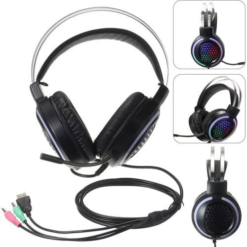 USB Wired Gaming Headset 7.1 Surround RGB Light Headphone With Microphone Support For PC PS4 Phone Equipment Earphone