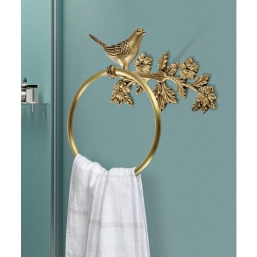 American Copper Bird Decoration Towel Bar Towel Rack Bathroom Toilet Paper Towel Storage Wall Animal Metal Bathroom Accessories