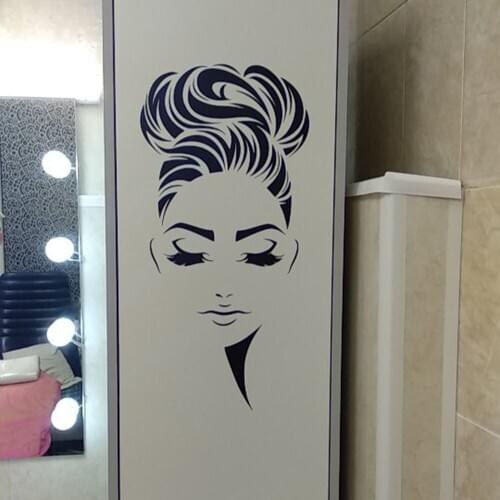 Beauty Hair Salon Hairstyle Girl Face Makeup Vinyl Wall Decal Home Decor art Mural Removable Wall Stickers for Girls Room P183