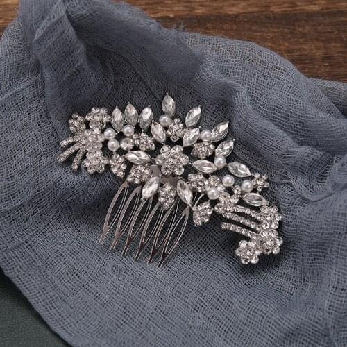 Pearl Flower Hair Clips Alloy Hair Styling Side Comb Bridal Hair Piece Hair Accessories for Women and Girls LB