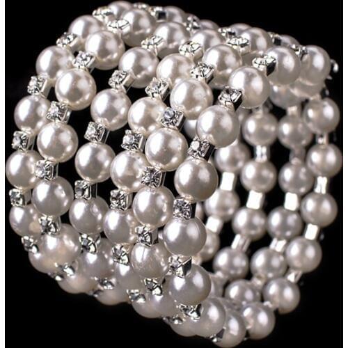 Women Belly Dance Costume Accessories 1 Piece Diamonds Wristband Adjustable Armband Dance Pearl Bracelet