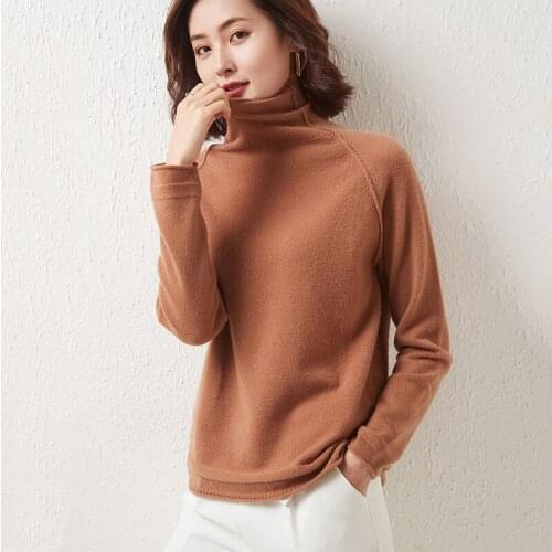 2021 fall/winter new womens pullover casual solid color turtleneck wool sweater plus size knitted cashmere sweater ladies top