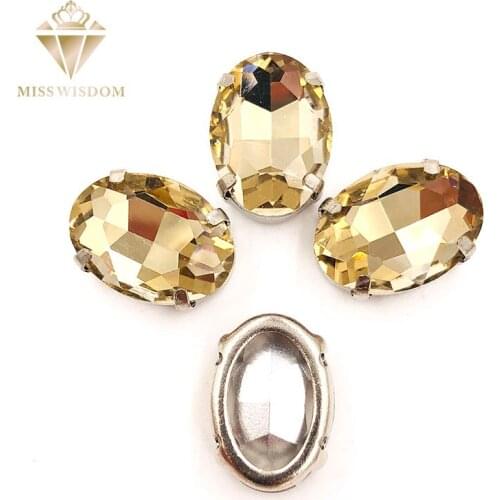 10X14mm/13X18mm Light coffee Oval Copper claws hollow thick bottom high quality glass crystal Sew on rhinestones DIY accessories