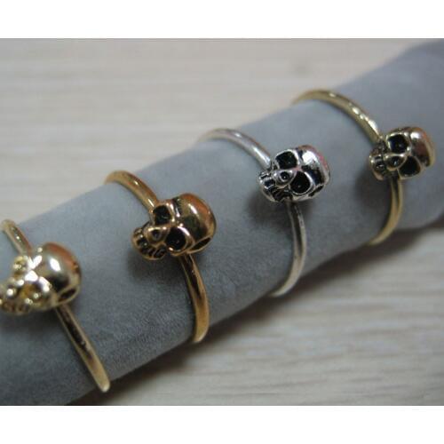 3pcs Hot Selling Single Ghost Head Ring Skull Rings Punk Style Antique Silver Teens Adults Men Women Love Ring