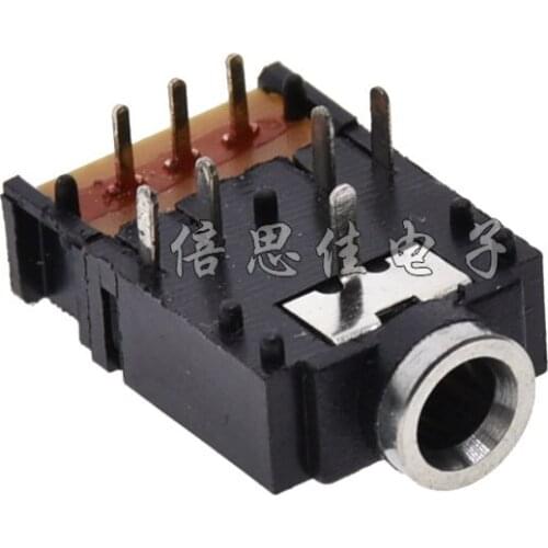 30pcs/3.5 Earphone seat PJ-307/3F07 8P Double track Female seat stereo Audio socket 8 Pin DIP Tape switch