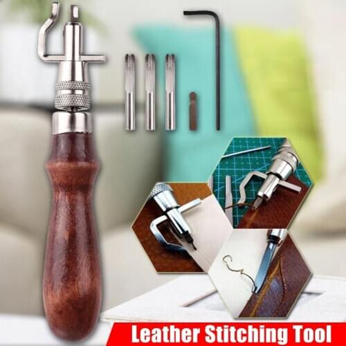7 In 1 Leather Craft Stitching Leather Groover Edger Beveler DIY Leatherworking Tools Sew Creaser Leather Tool Kit