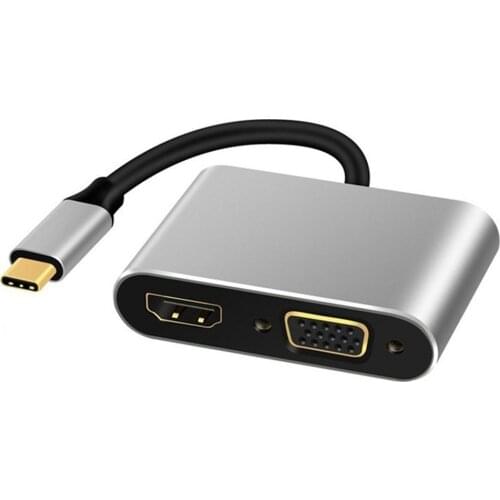 4 In 1 Type-C to HDMI-compatible 4K 1080P VGA USB C Hub Adapter 4K30hz Conversion Cable for TV MacBook Samsung Huawei Xioami