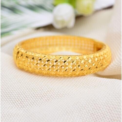Annayoyo Trendy Can open 1Pcs Middle East Arab Dubai Gold Color Bangles Bracelet for Women African Bracelet Jewelry Gifts