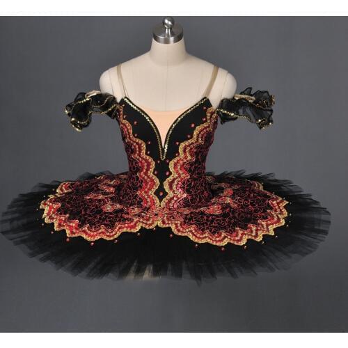 Girls Black Pancake Tutu Spanish Women Burgundy Professional Ballet Tutu Stage Costume Platter For Kids The Talisman