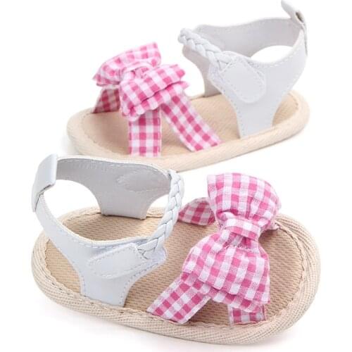 Kids Sandals Baby Girls Sandals Plaid Cute Summer Flat Princess Shoes Infant First Walkers Girls Fashion Casual Sandals