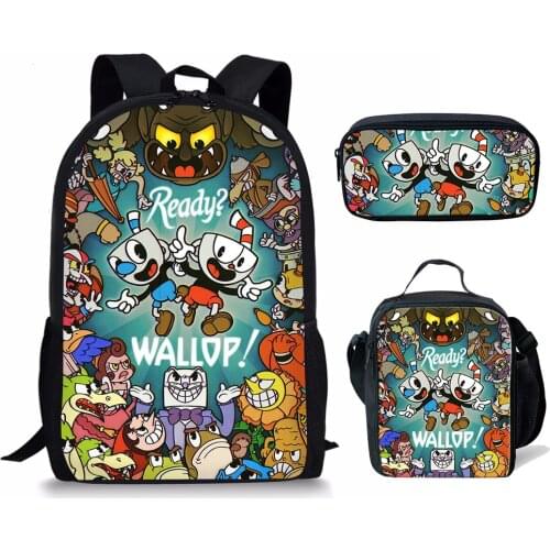 Kids Cuphead Game Mugman Mochila Students Backpack Shoulder Bag Travel School Bag for Teenagers Casual Mochila