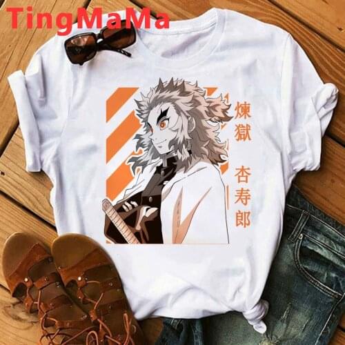 Japanese Anime Demon Slayer T Shirt Men Kawaii Kimetsu No Yaiba Cartoon Movie Rengoku Graphic Tees Tanjirou Kamado Tshirt Male