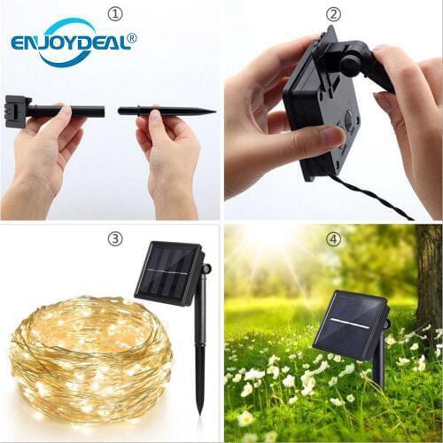 Solar Power 100LED 200LED Copper Wire String Light Garden Christmas Holiday Starry Fairy String Decor Waterproof F5