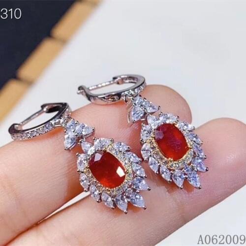 KJJEAXCMY fine jewelry 925 sterling silver inlaid natural ruby earrings luxury girl new eardrop support test