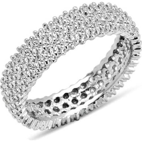 Original silver , Three Rows White Full Tour Wedding Annulus , Ring, Good Quality and Affordable Full Tour, rings Types