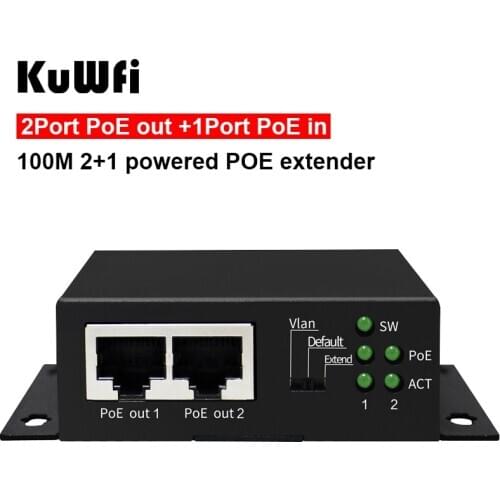 10/100Mbps 3 Ports Industrial Ethernet Network POE Switch Media Converter with Vlan Default Extend DIP Mode