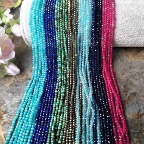 AA Ruby/ lapis/turquoise/amazonite/ sapphire Round Faceted 2mm 15"nature for DIY jewelry making loose beads FPPJ wholesale