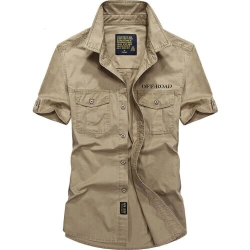 Summer Military Shirt Men 2019 Breathable Classic Mens Shirts Big Size 4XL Camisa masculina Short Sleeve Chemise Homme