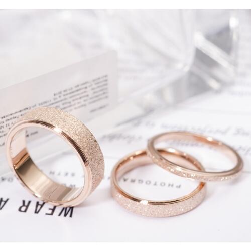 MANGOSKY 1-6mm Rose Gold Brush Finish Titanium Stainless Steel Ring Engagement Wedding Charm Rings Men Women Couples Tail Ring